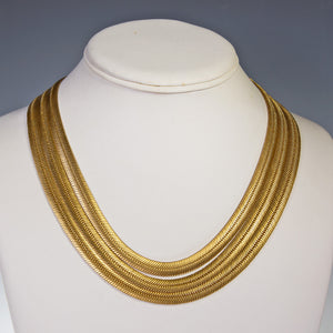 Givenchy Gold Tone Triple Snake Chain Necklace