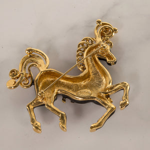 Bob Mackie Enamel and Rhinestone Carousel Horse Brooch