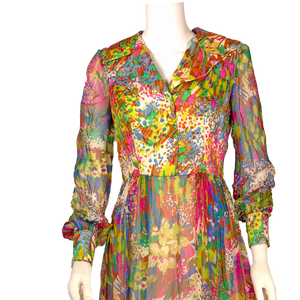 Parnes - Feinstein Floral Chiffon Dress 1960s