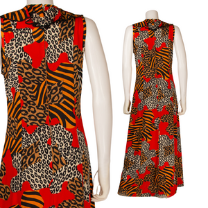 1970s Animal Print Maxi Dress