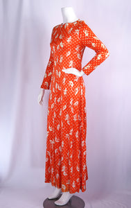 1970s Maxi Dress with Monkey Print