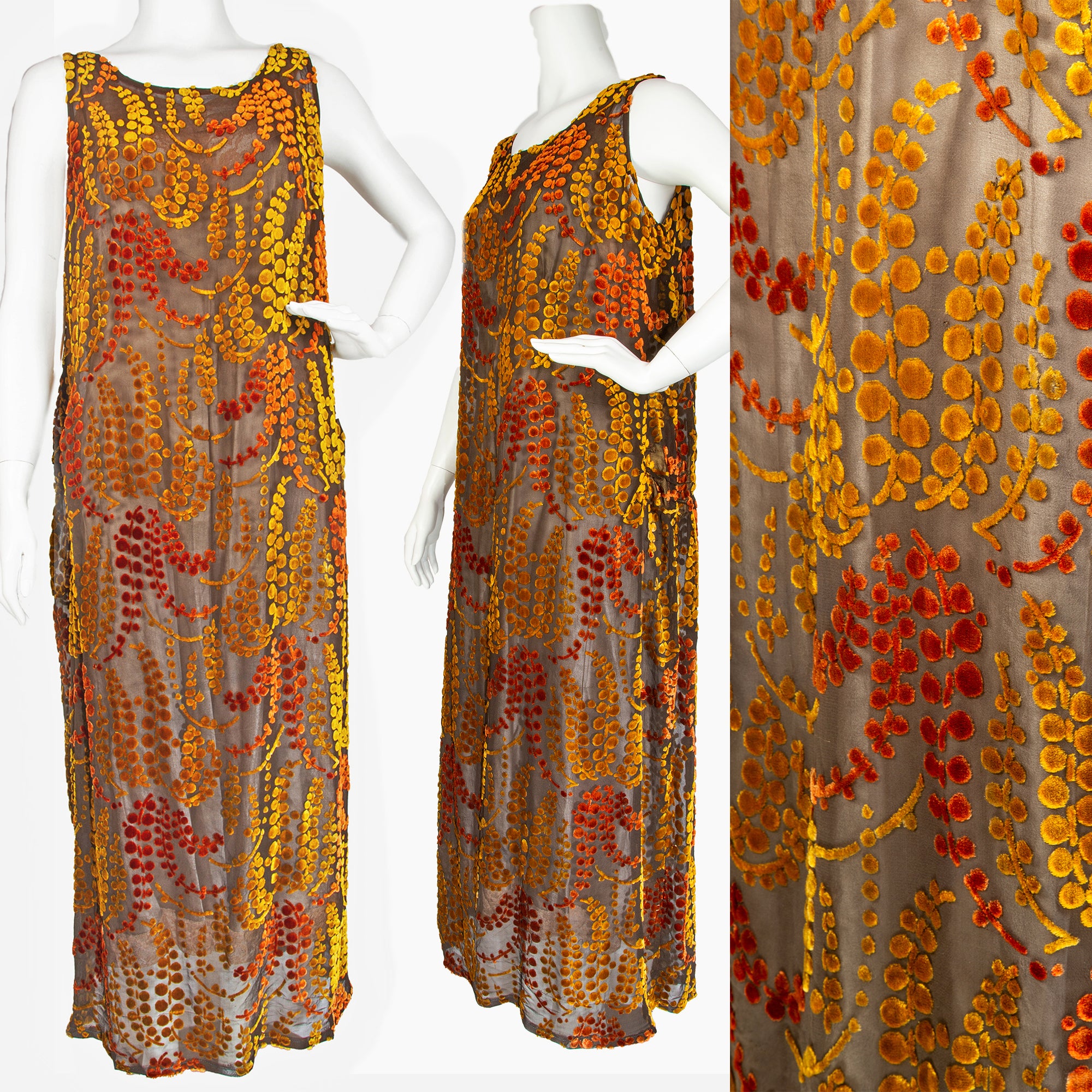 1920s Devore Silk Velvet Dress