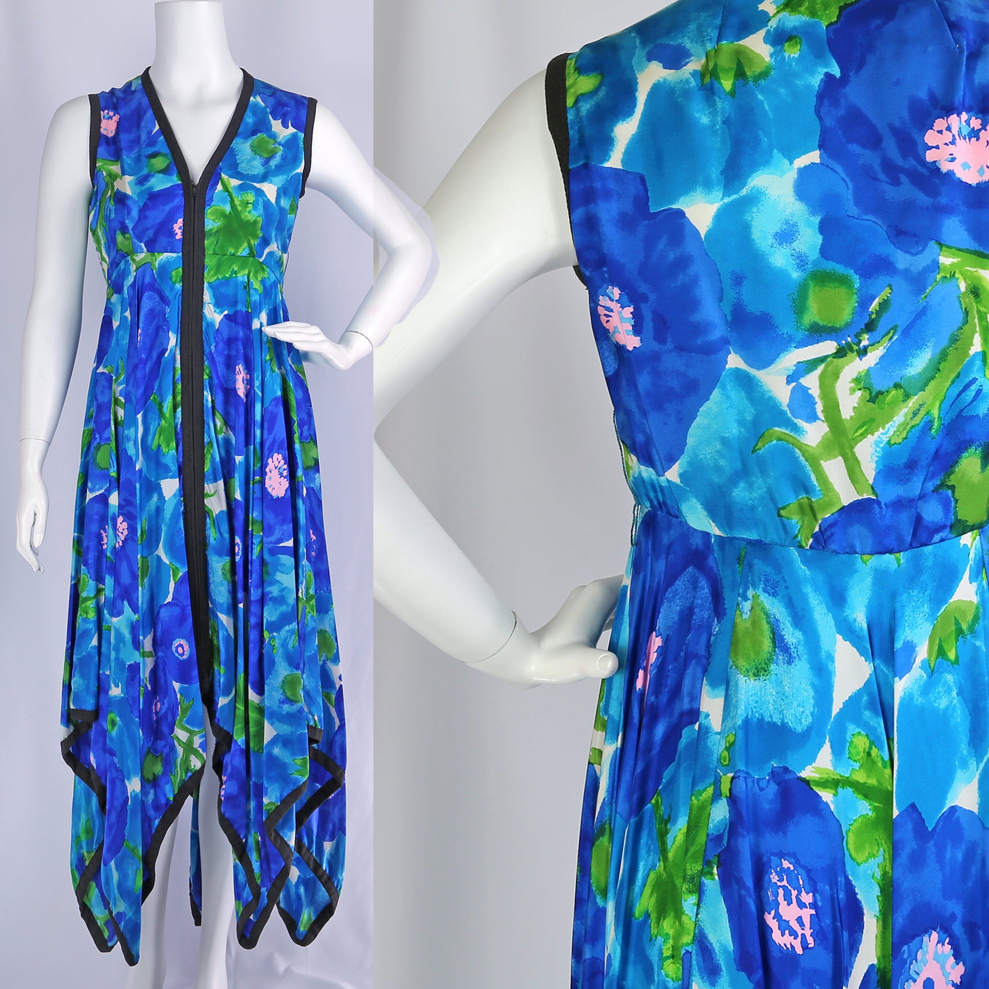 1970’s Floral Hankie Hem Dress⁠