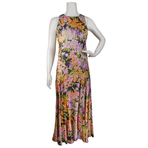 Vintage Silk Floral Print Dress - 20s Revival Drop Waist