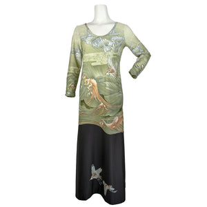 70s Toni Todd Maxi Dress - Asian Inspired Graphic