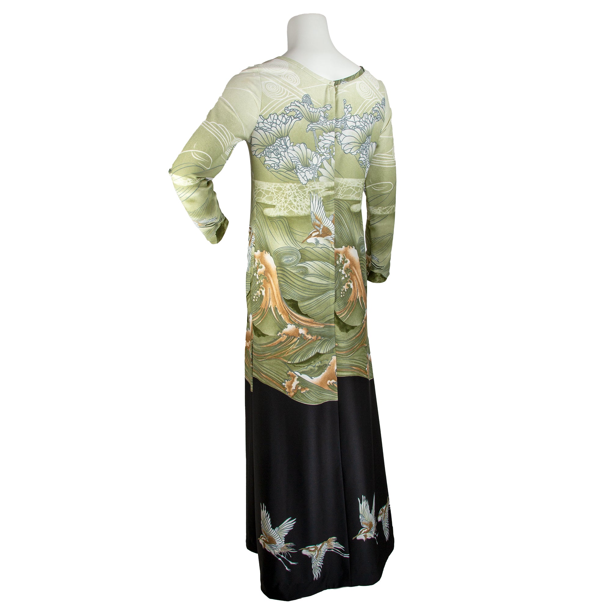 70s Toni Todd Maxi Dress - Asian Inspired Graphic
