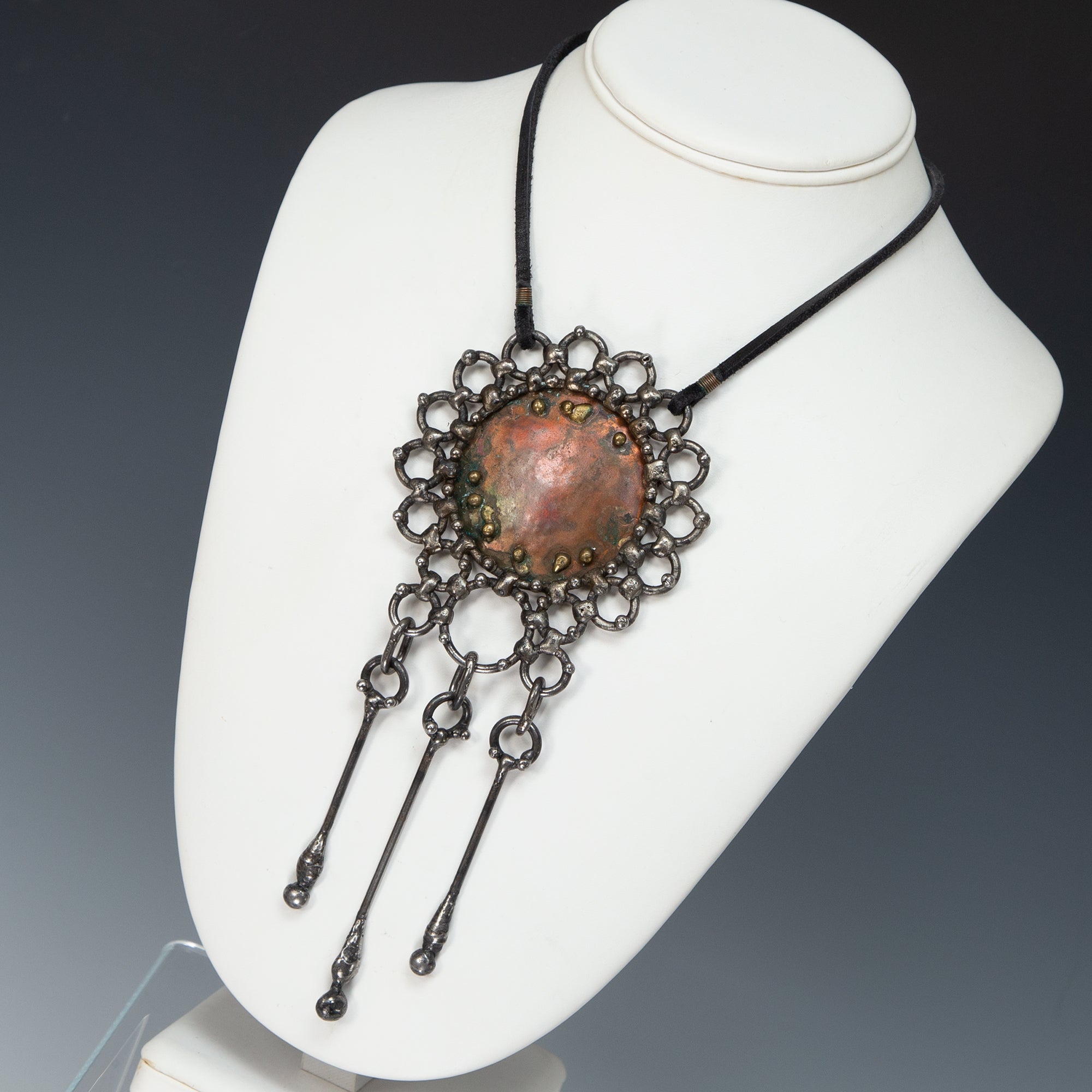 Large and Impressive Vintage Brutalist Necklace with Fringe⁠