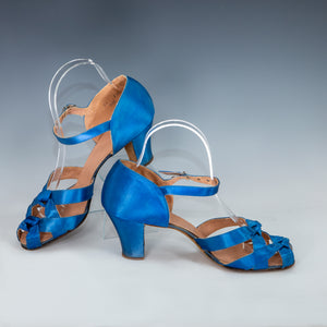1930s Blue Satin Dance Shoes