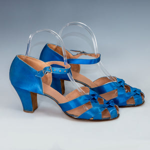 1930s Blue Satin Dance Shoes