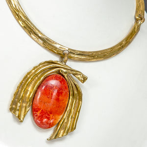 Vintage Jasper and Gold Tone Fashion Necklace