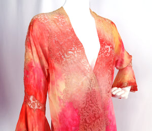1930’s Artisan Dyed Silk and Lace lounging Robe