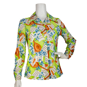 1970s Musical Themed Blouse⁠