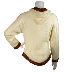 Vintage Off White Mohair Hooded Sweater