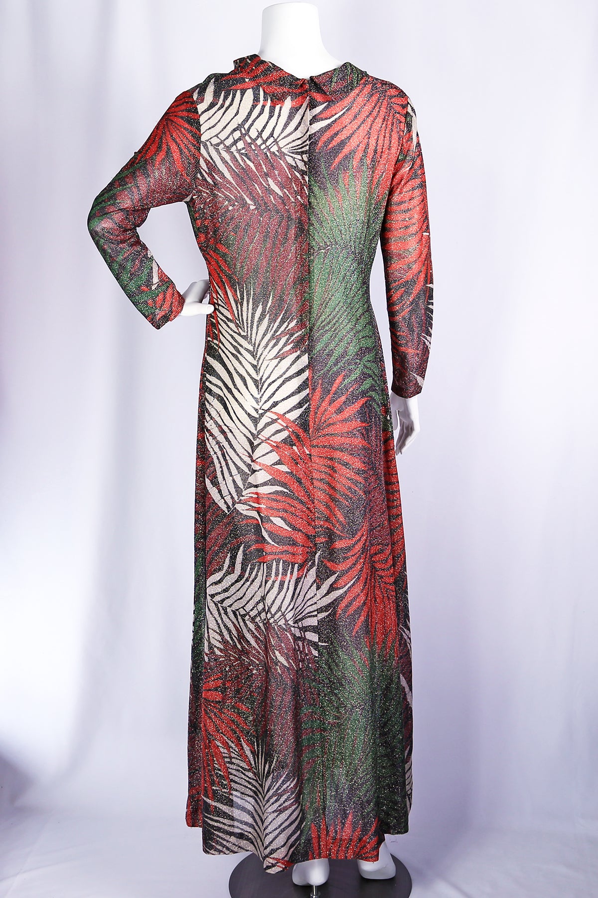 1970's Semi Sheer Lurex Dress - Tropical Motif