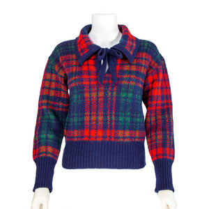 1950s Plaid Knit Sweater - Bonwit Teller