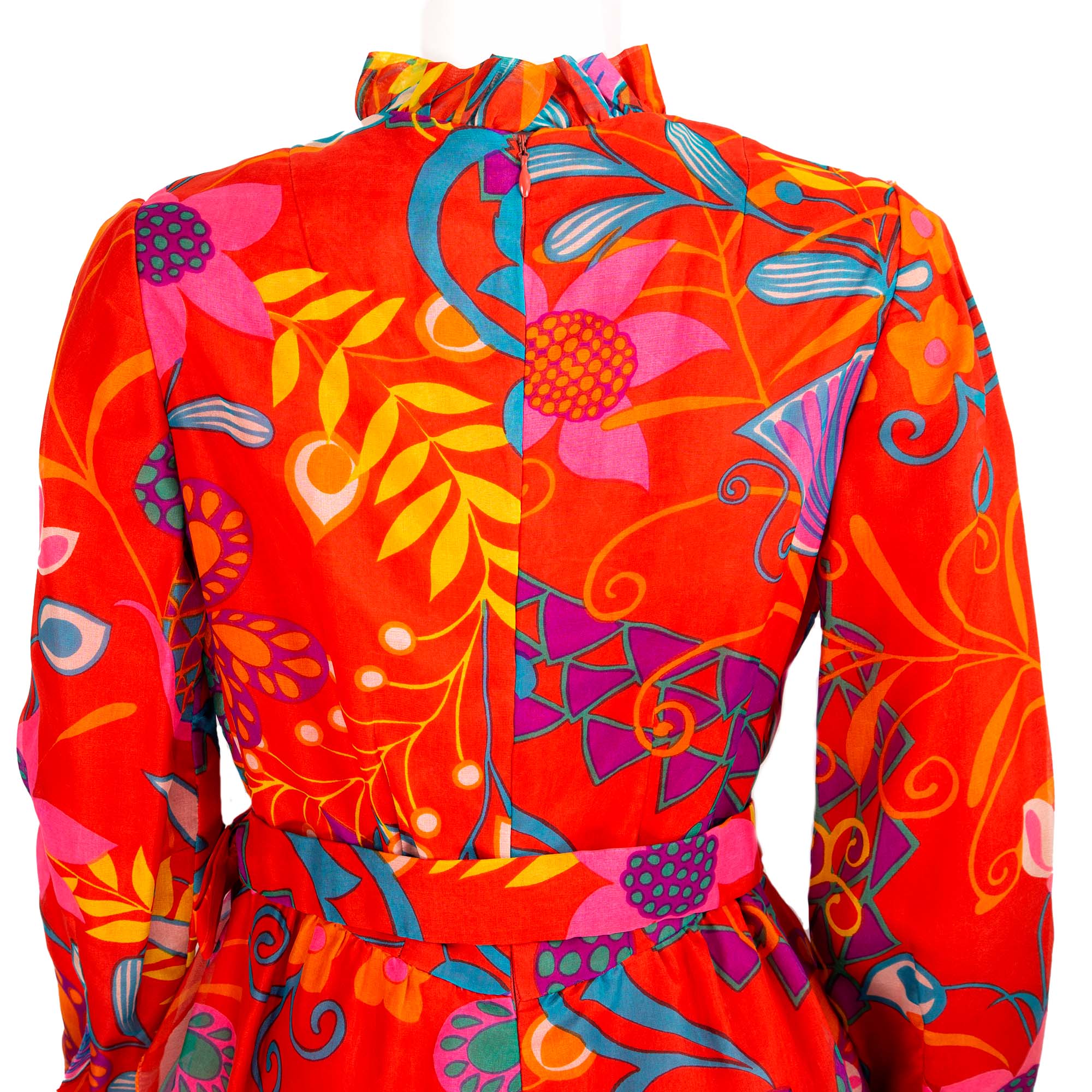 Mollie Parnis 70s Abstract Foral Silk Dress