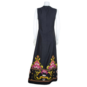 1970s Embroidered Maxi Dress